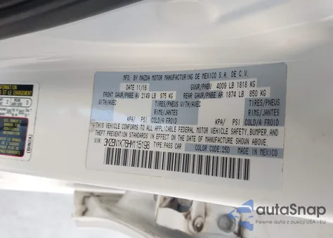 2017 Mazda 3 Sport из США, поврежденный, VIN 3MZBN1K76HM115198